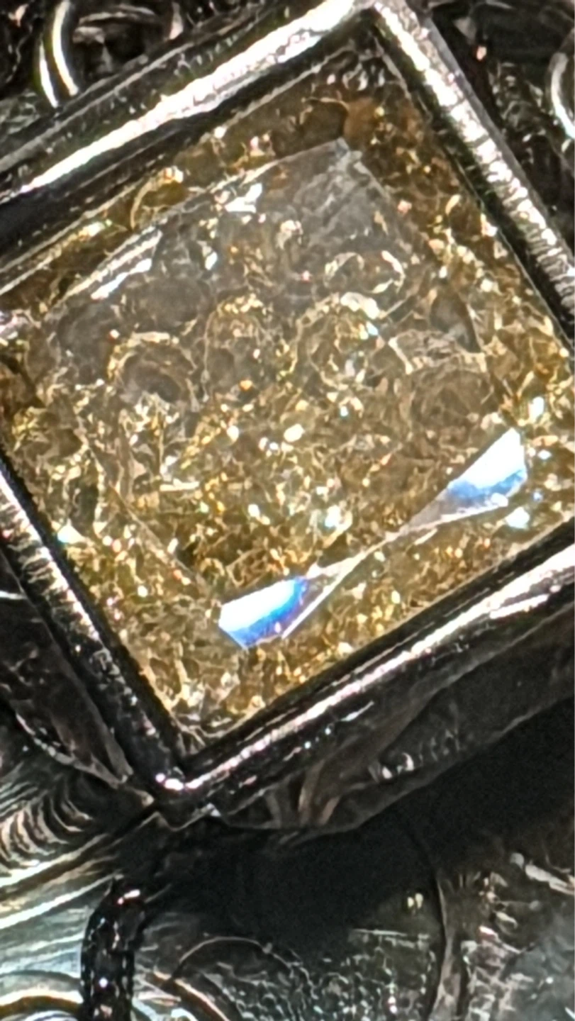 ⚽️Square Pendant Necklace with Gold Flakes - photo 2
