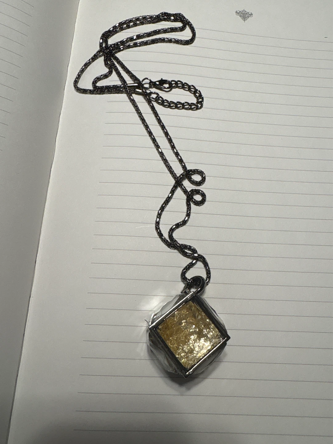 ⚽️Square Pendant Necklace with Gold Flakes - photo 3