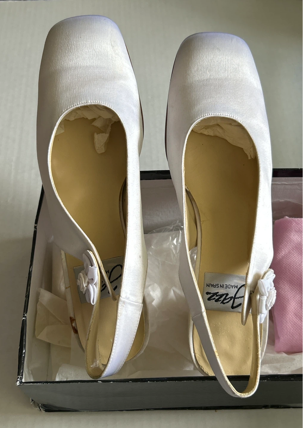 ⚽️White Satin Slingback Heels - Jazz - photo 3