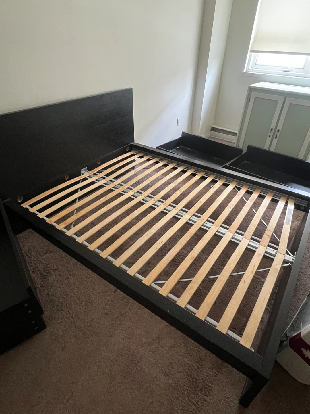 Black Metal Bed Frame with Slats