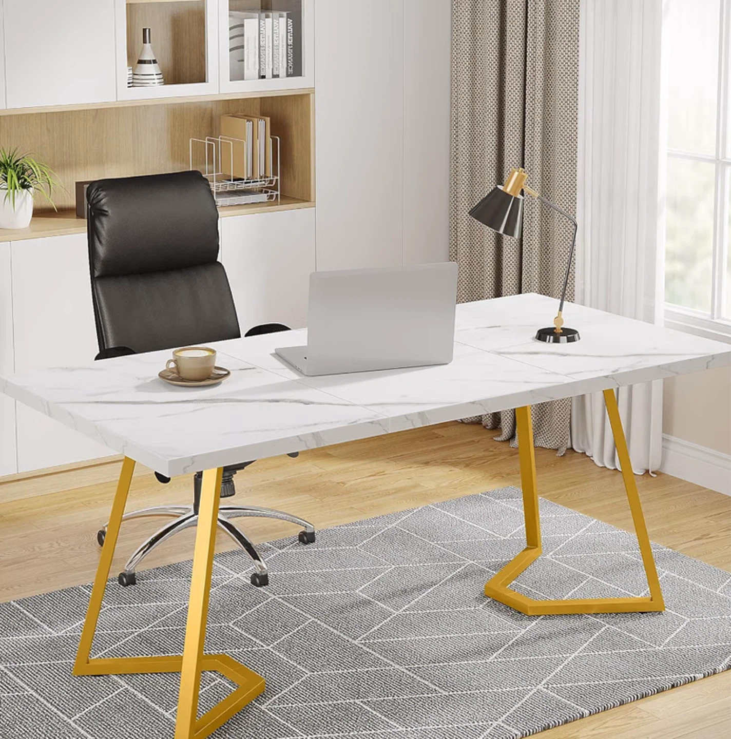 White Marble Dining Table with Gold Legs - photo 3