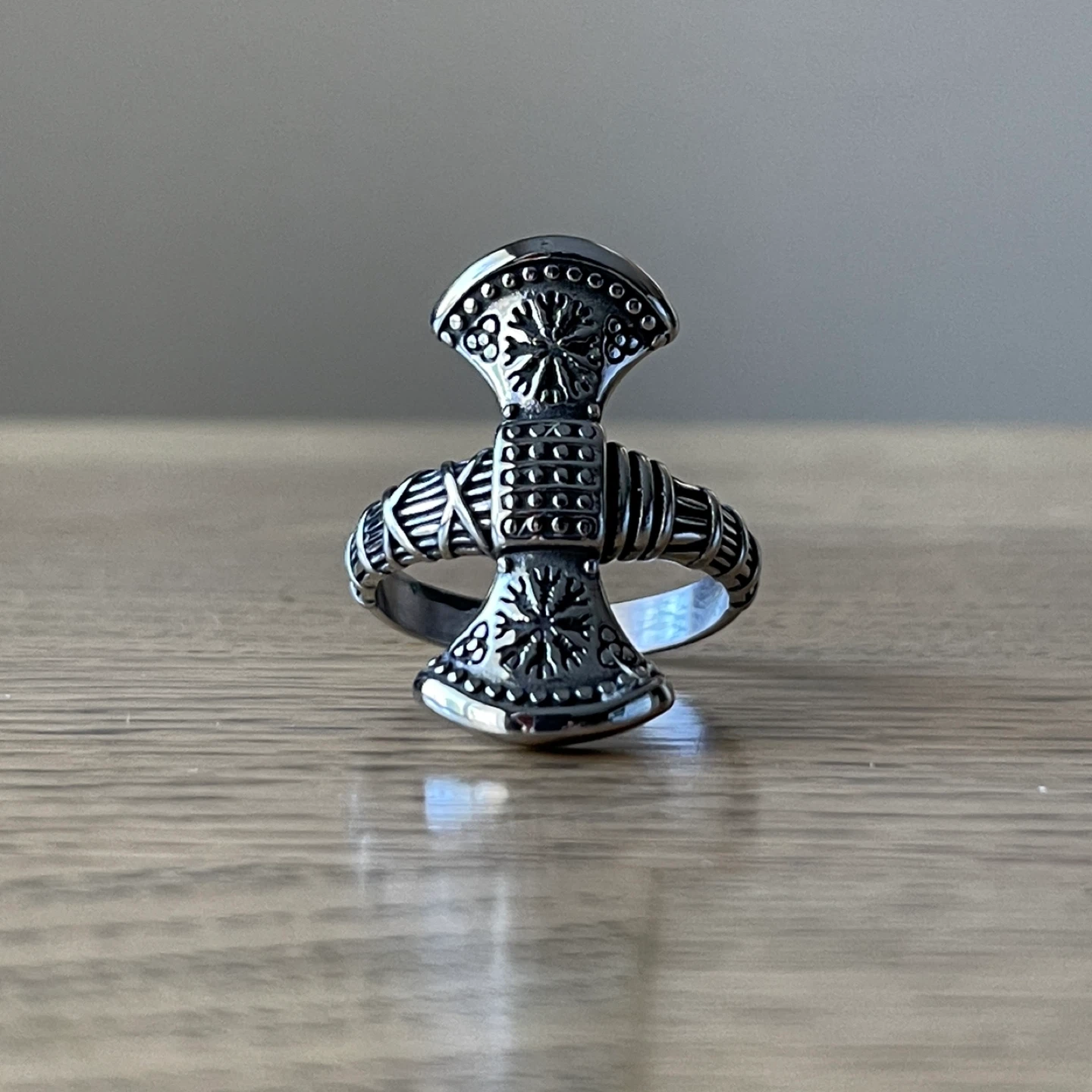 Viking Axe Stainless Steel Ring (size 12) - photo 2