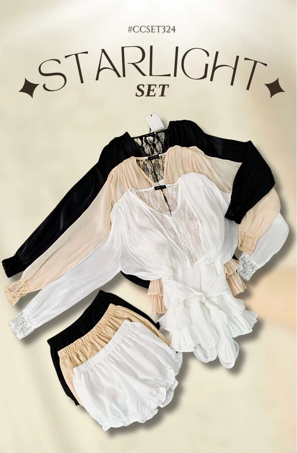 Starlight Set Champagne Blouse and Shorts - photo 4