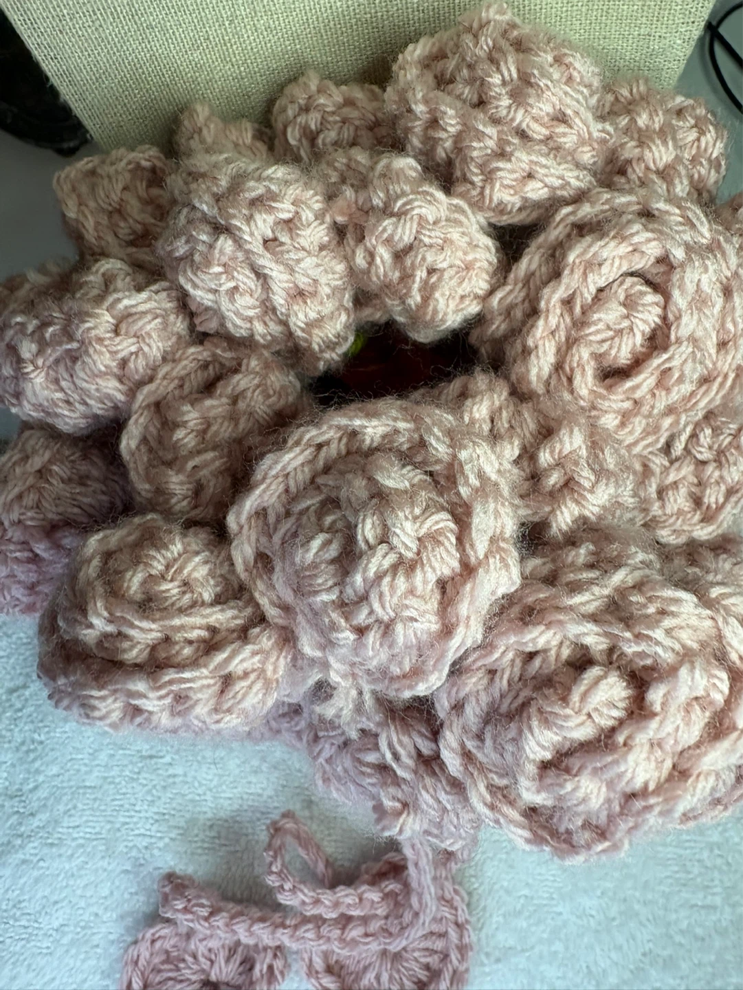 Hand-crocheted Pink Drawstring Pouch Bag - photo 2