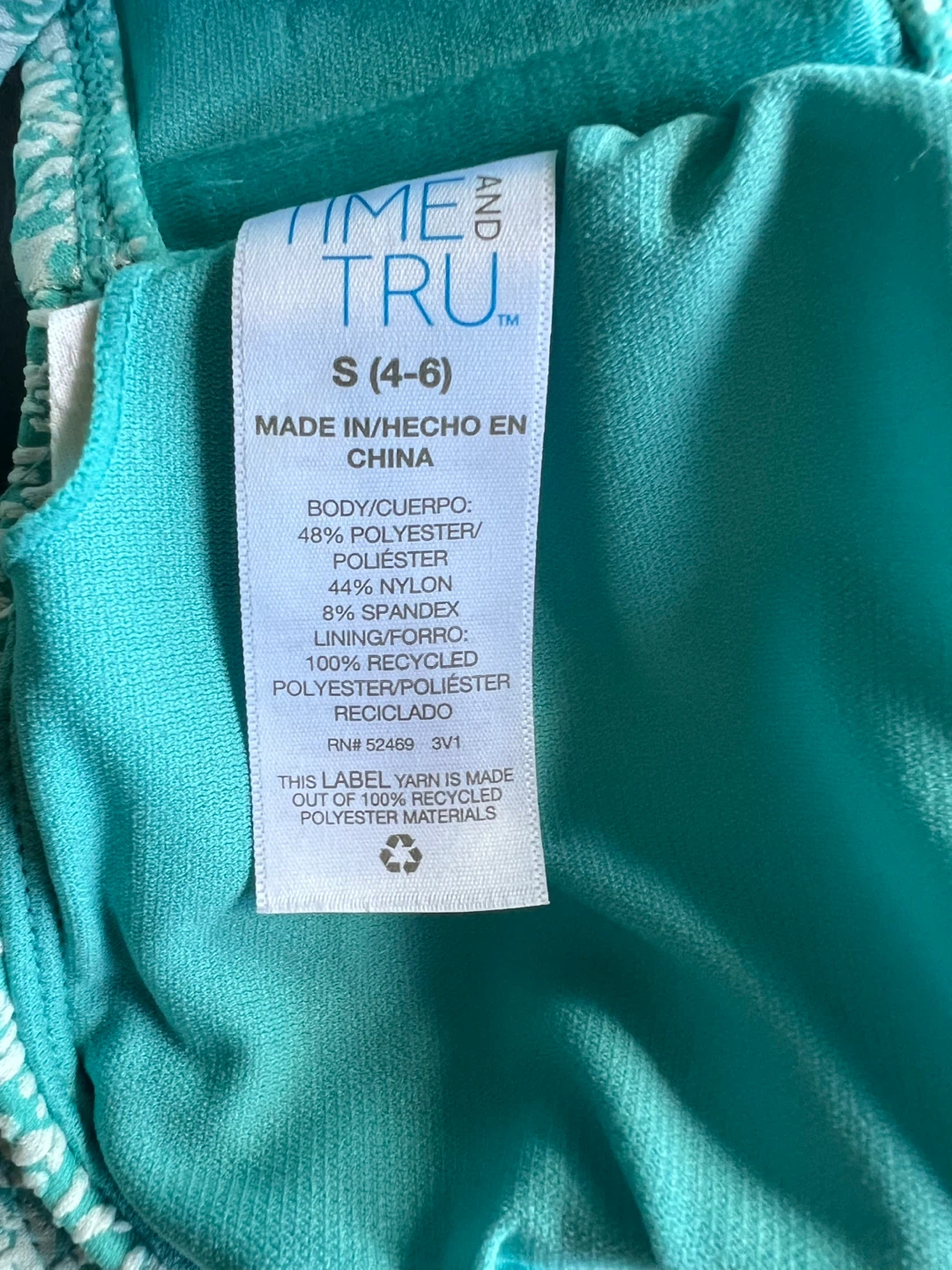 Time and Tru Turquoise White Print Bikini Top⚽️ - photo 4
