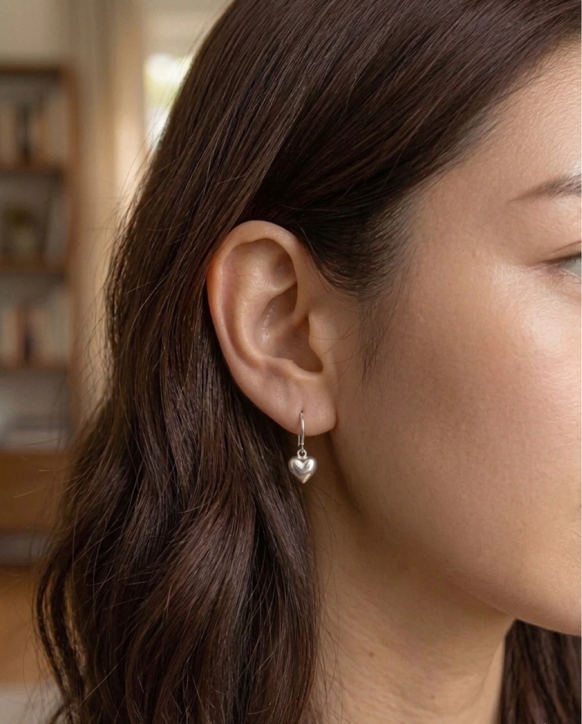 Silver Heart Dangle Earrings