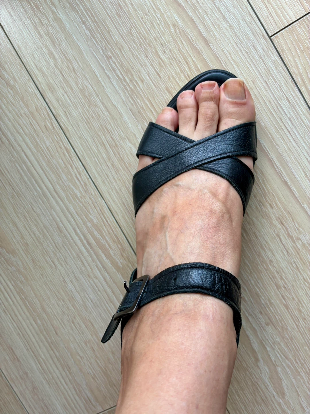 Brand New, Black Leather Platform Sandals