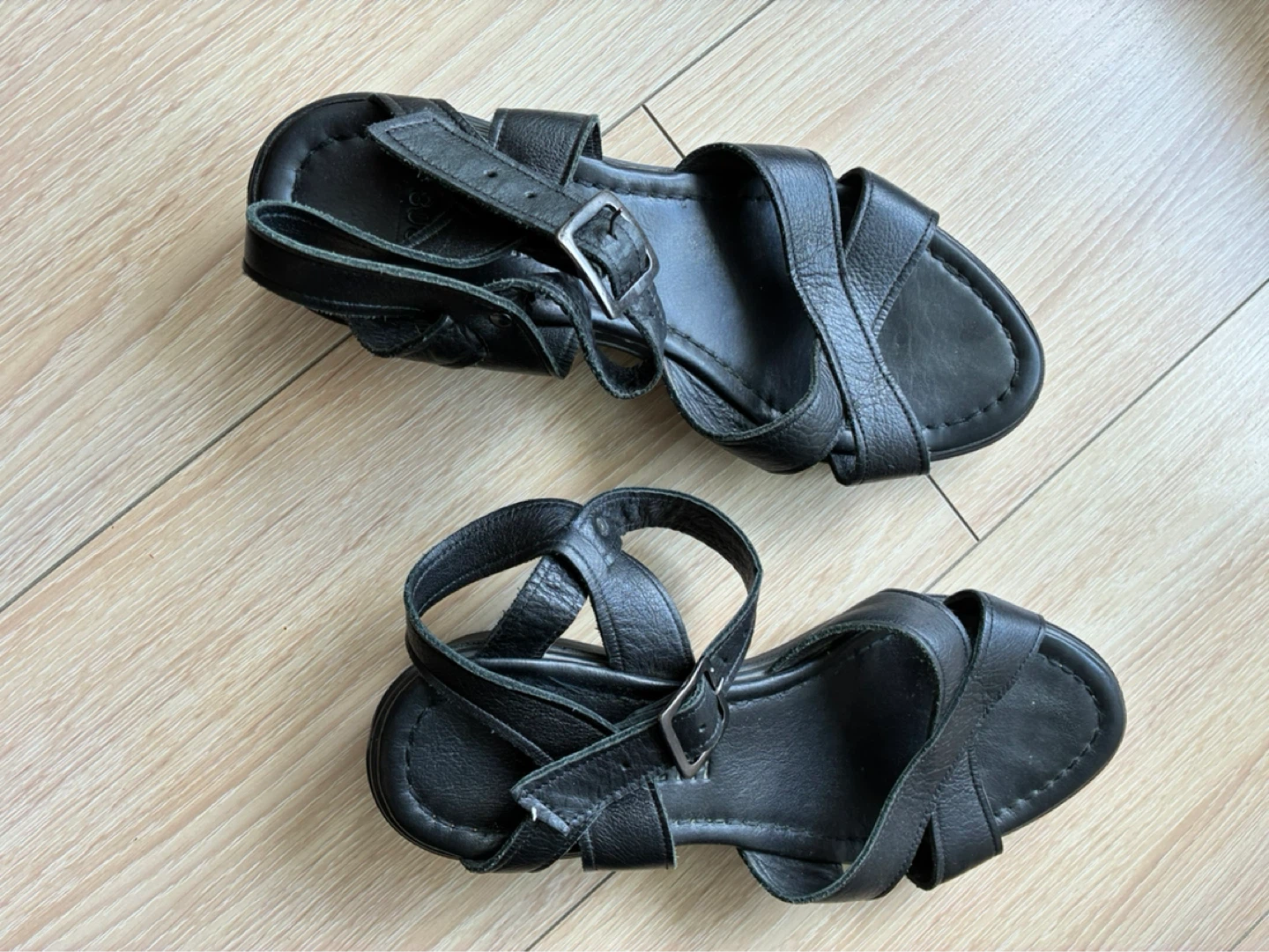 Brand New, Black Leather Platform Sandals - photo 3