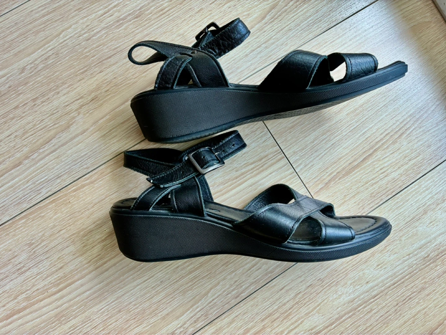 Brand New, Black Leather Platform Sandals - photo 4