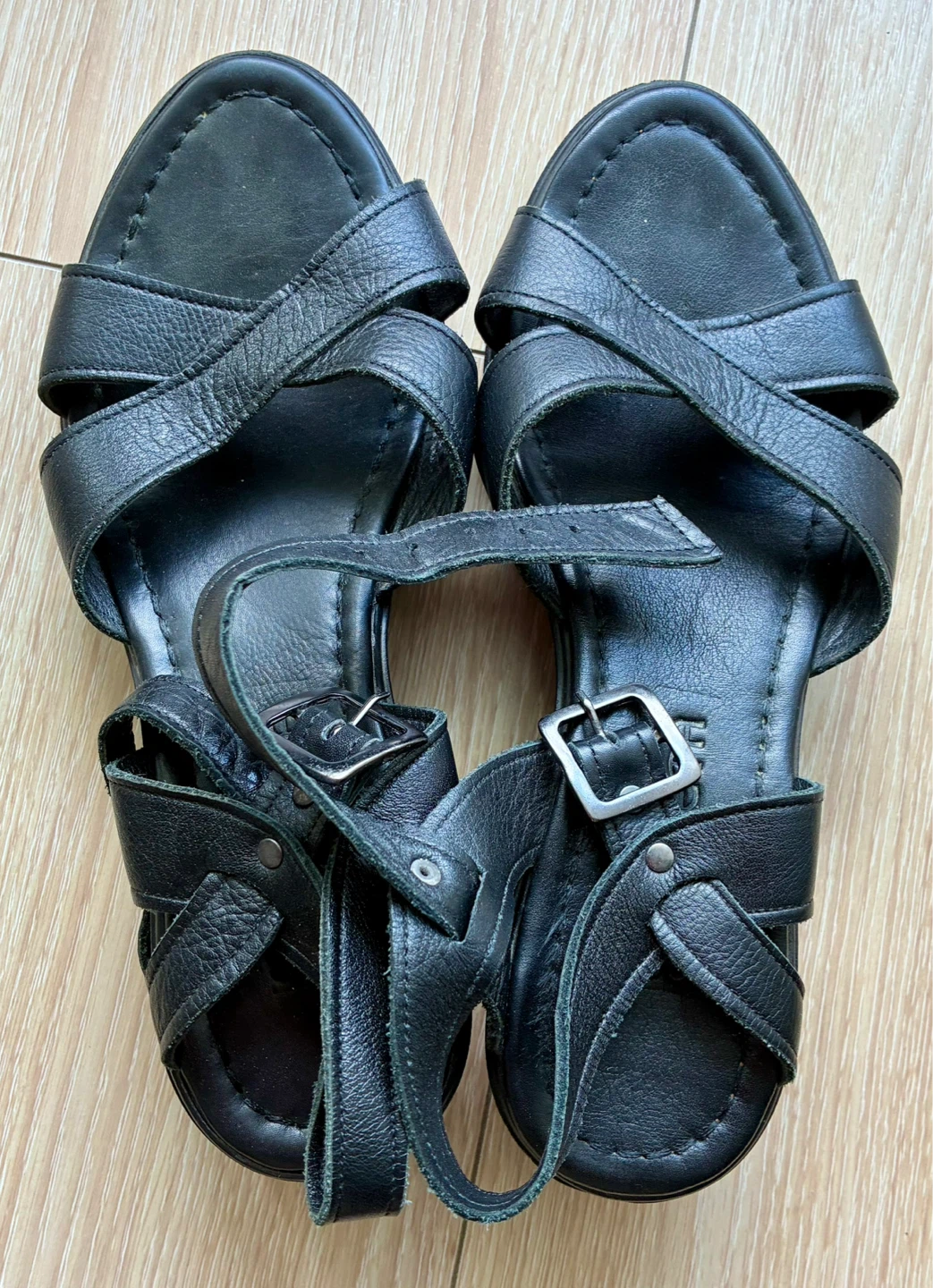 Brand New, Black Leather Platform Sandals - photo 2