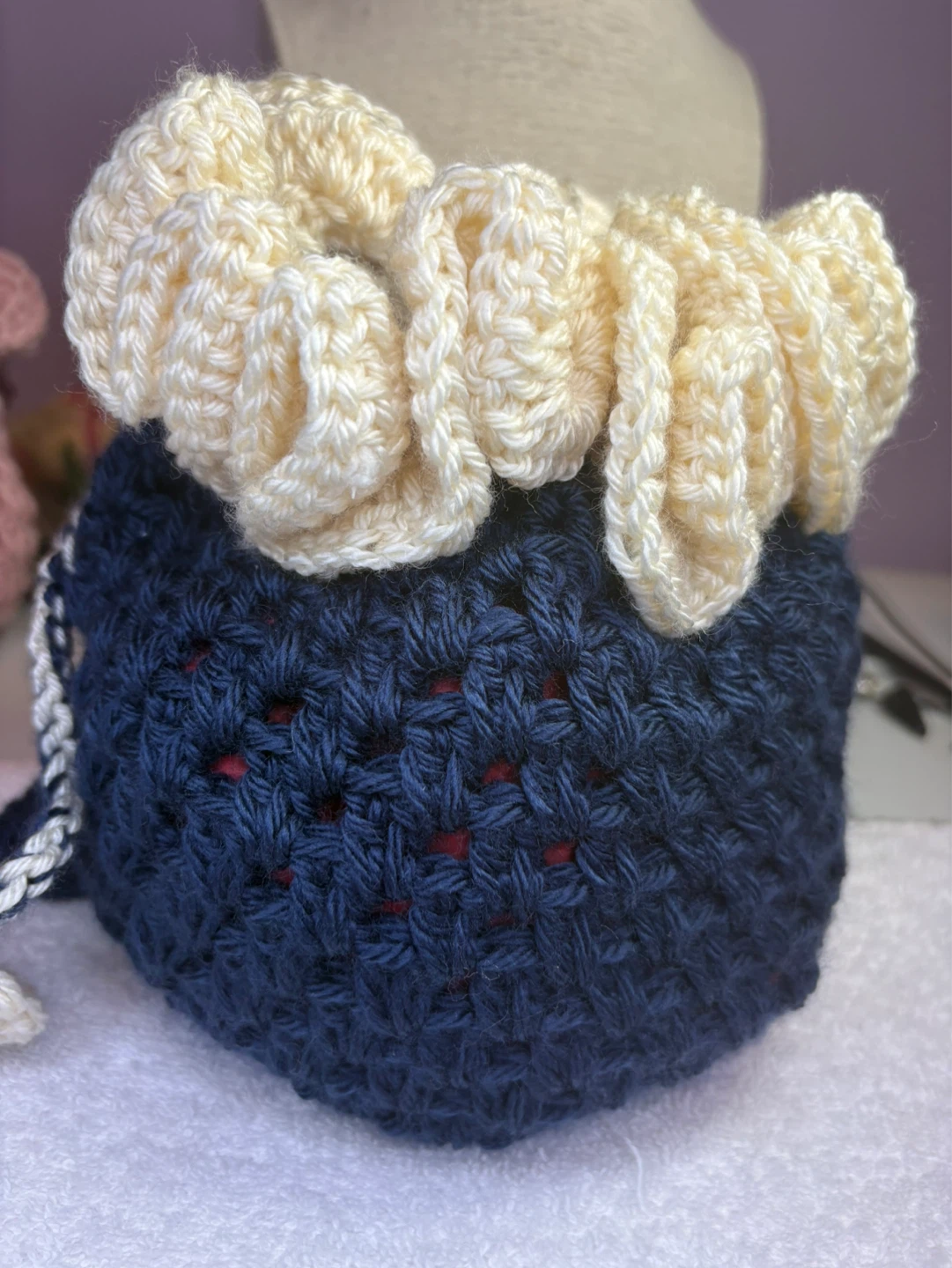 Hand-Crocheted Drawstring Pouch - photo 3