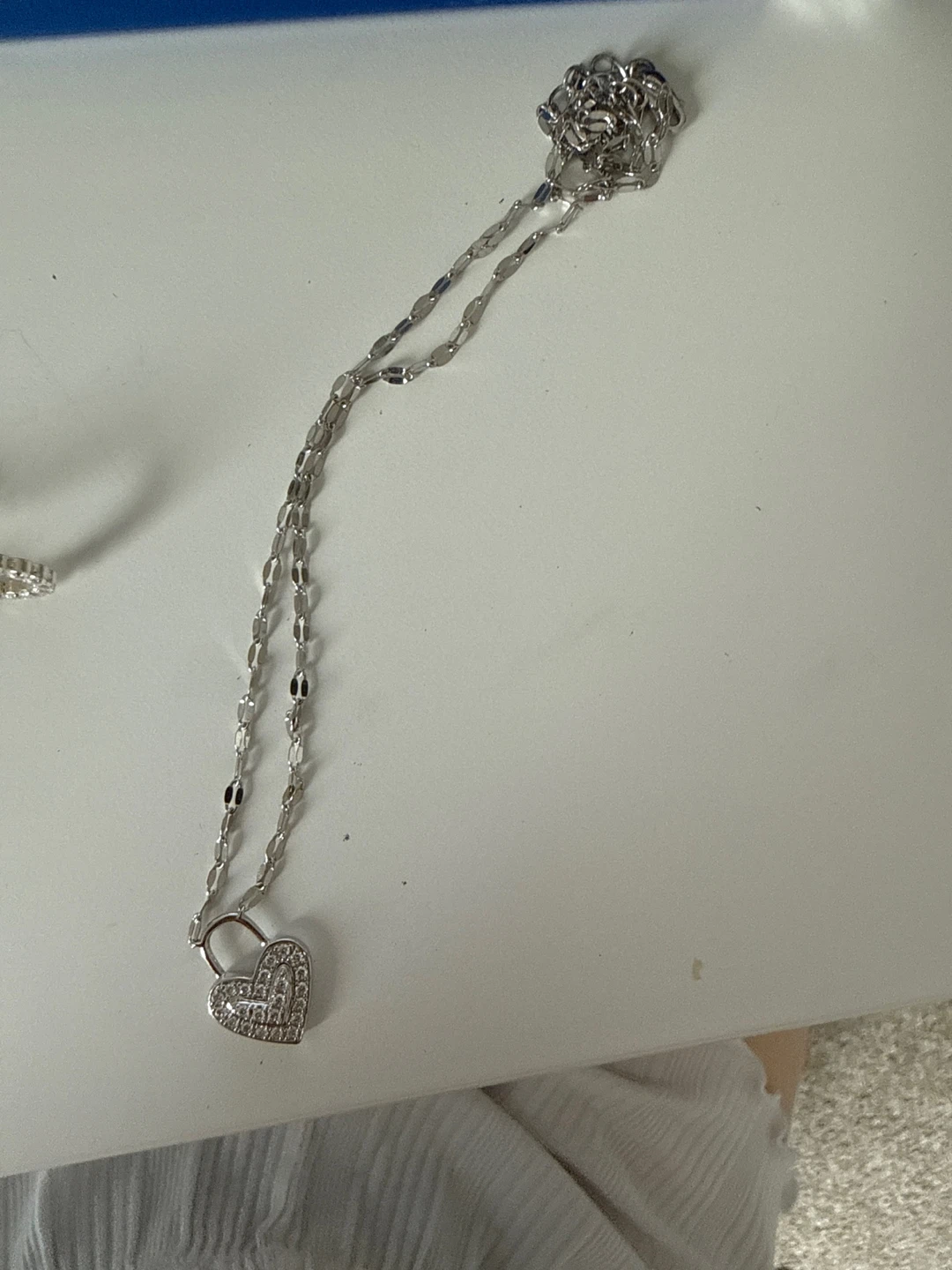 Silver Heart Lock Pendant Necklace - photo 2
