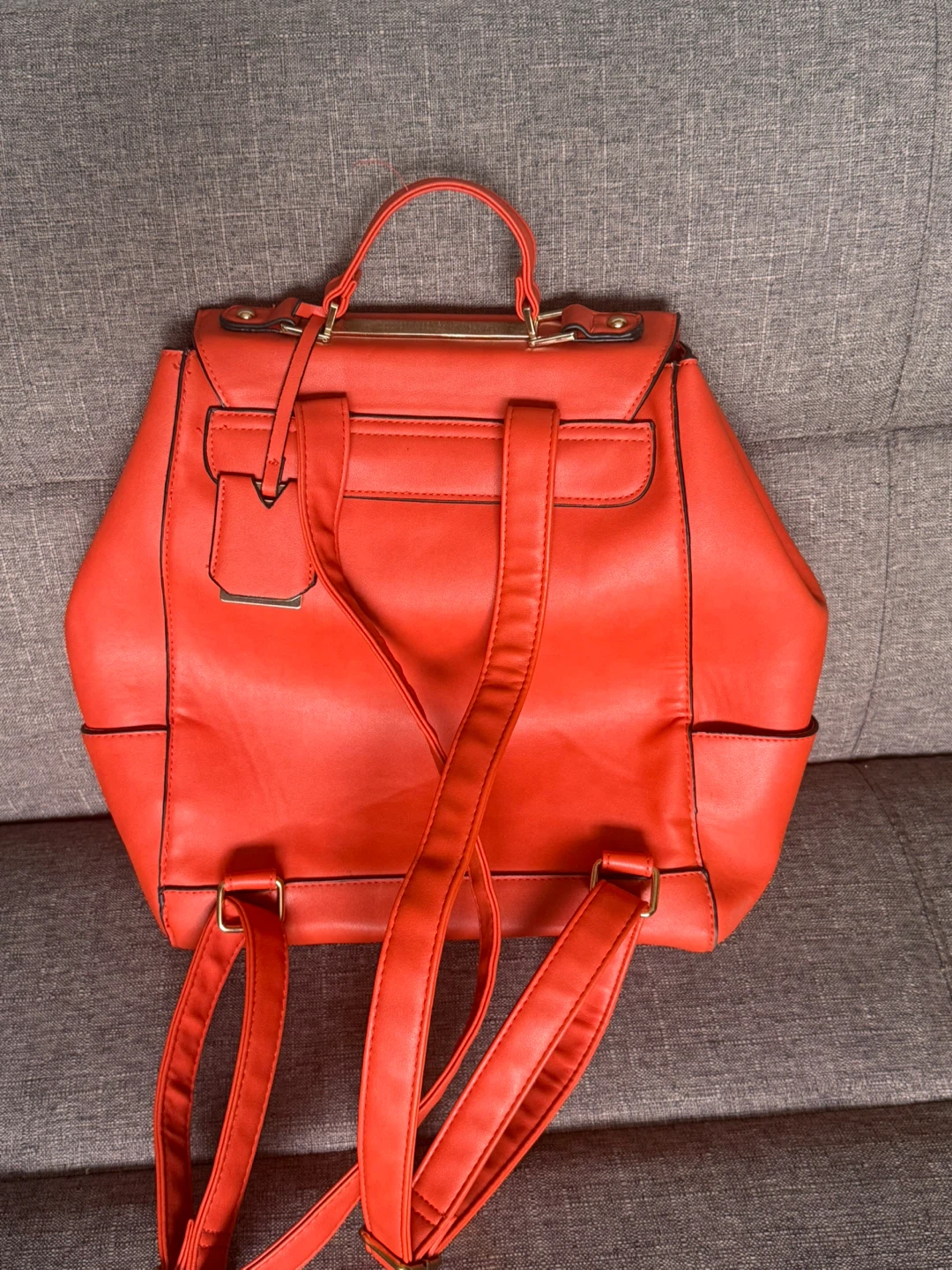 Orange Faux Leather Backpack - photo 2