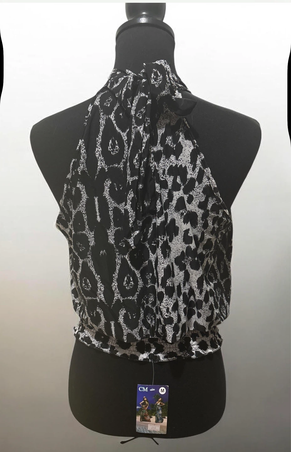 Black & White Leopard Print Halter Top - photo 2