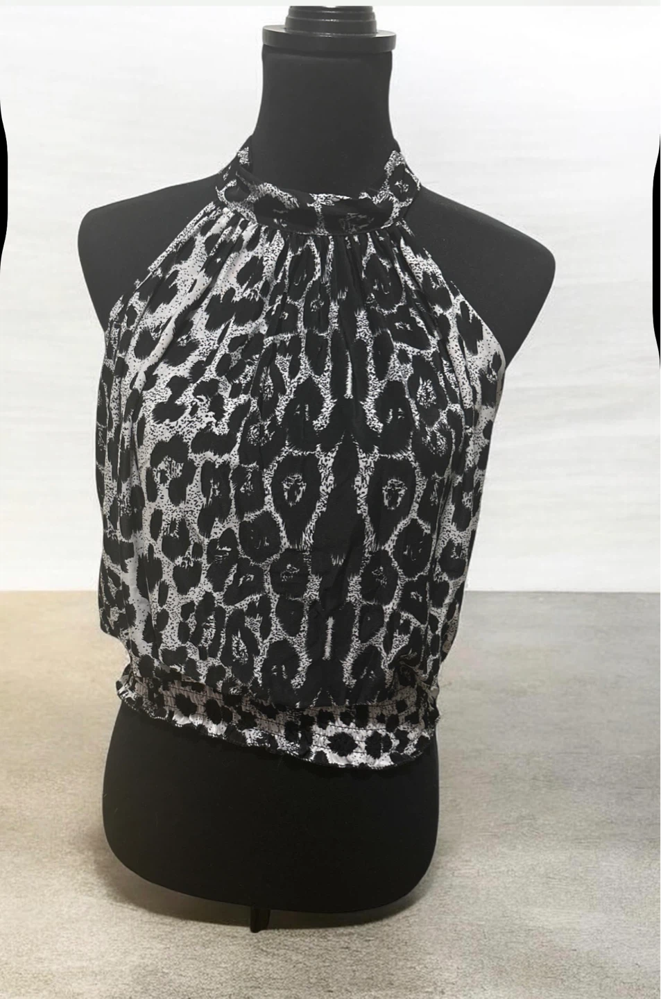 Black & White Leopard Print Halter Top