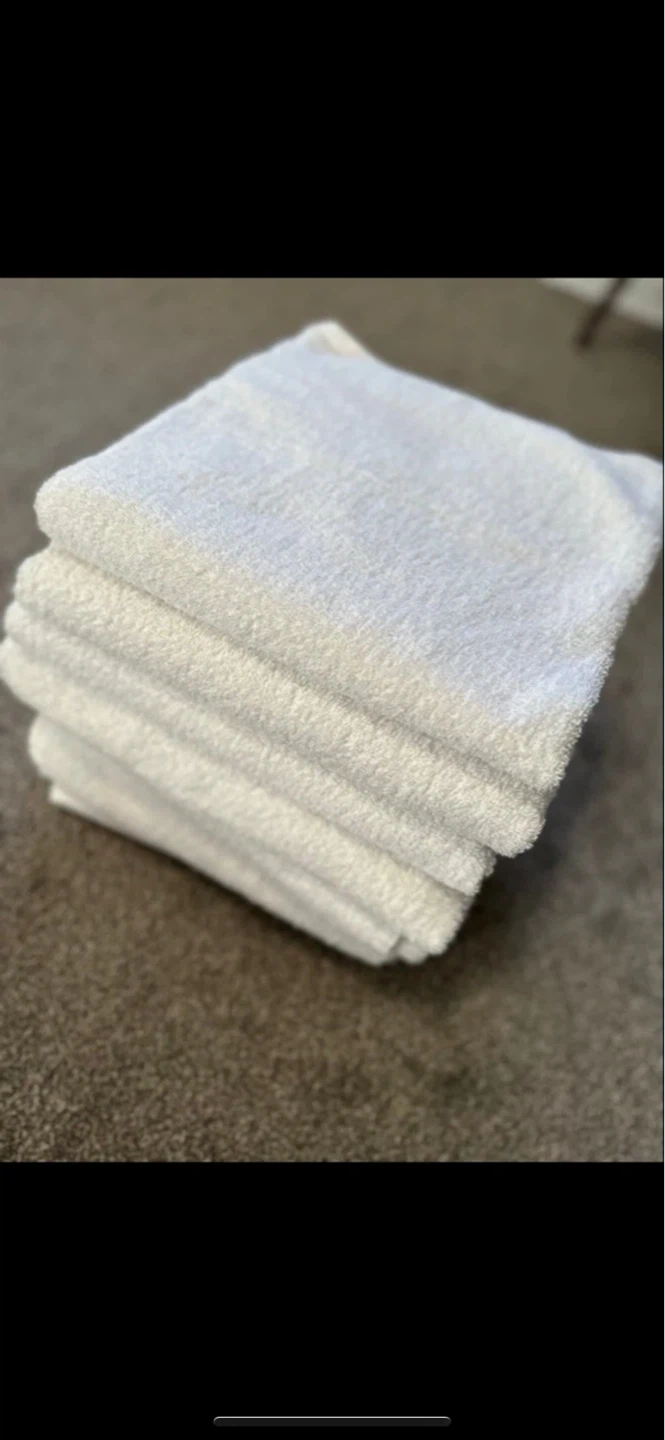 8 Stack of White Bath Towels