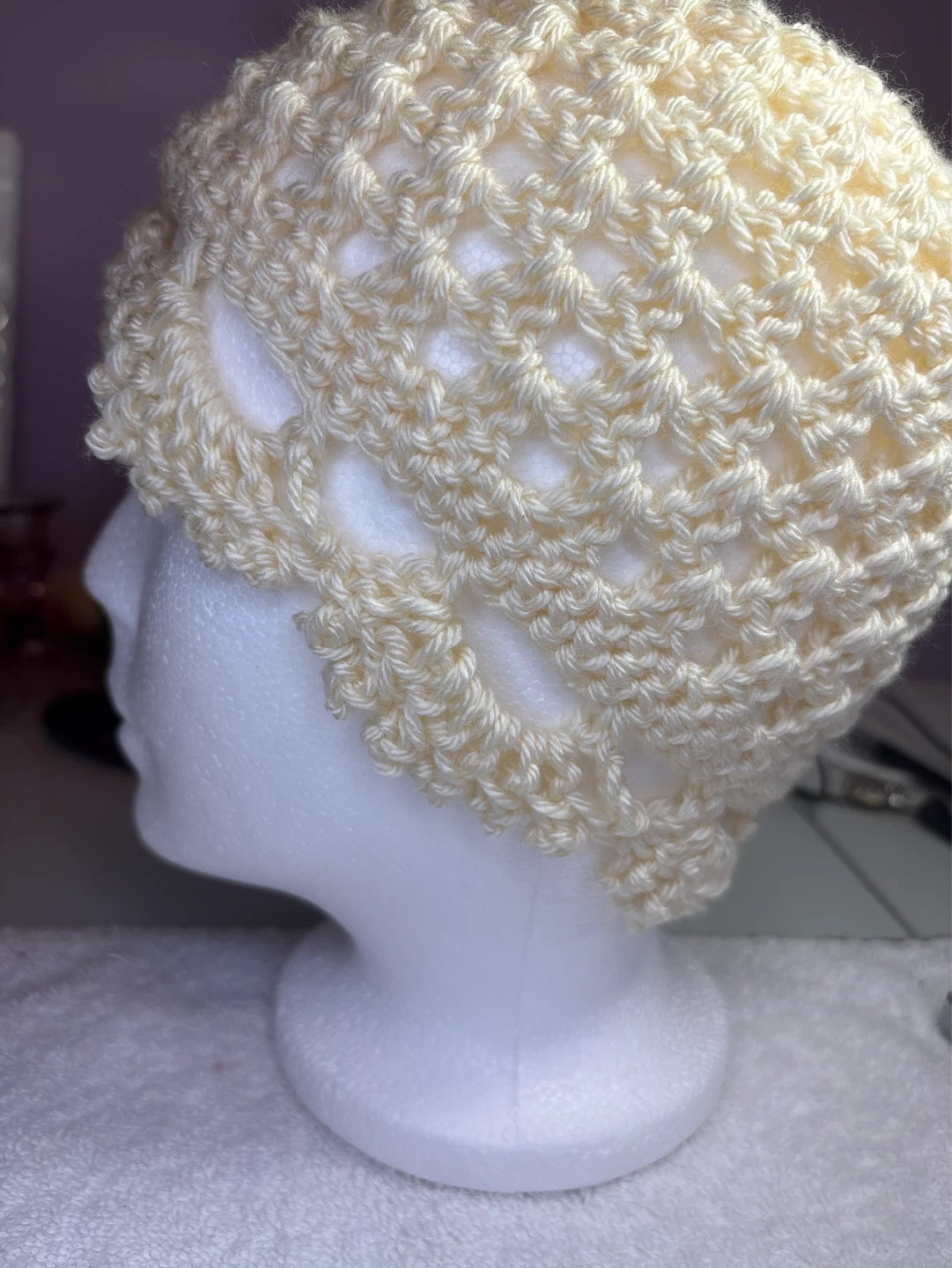Handmade Cream Crochet Beanie Hat - photo 4
