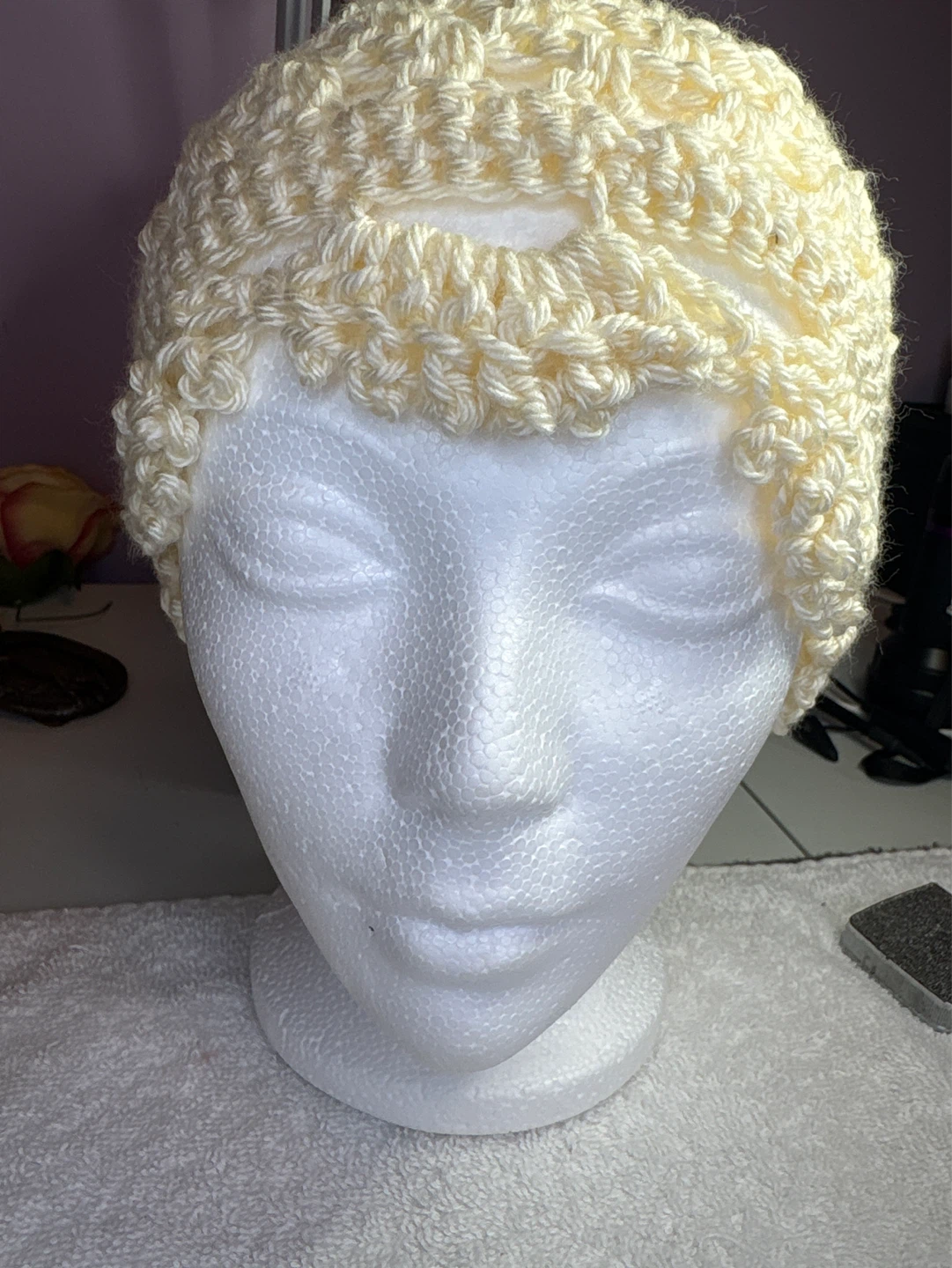 Handmade Cream Crochet Beanie Hat - photo 5