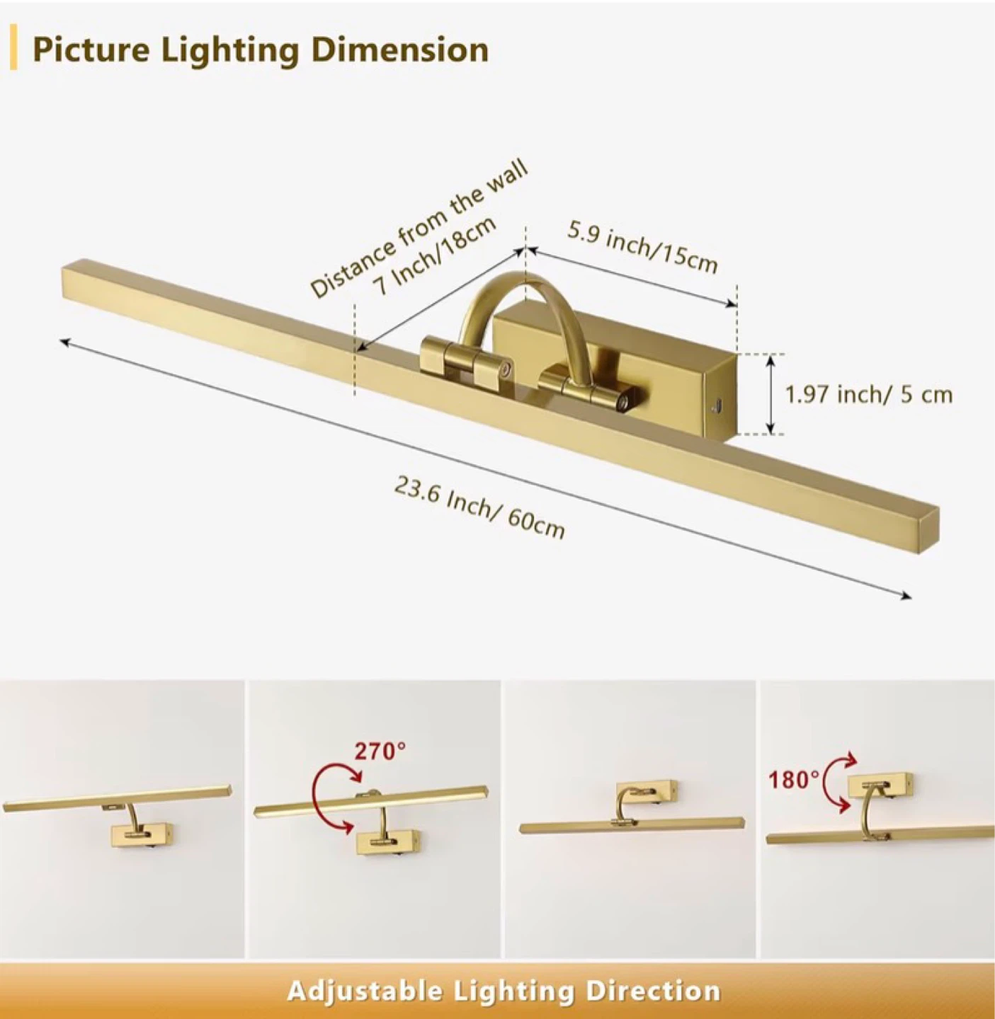 Gold Picture Light with Remote Control - photo 2