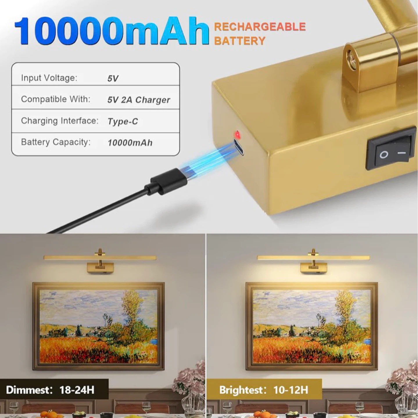 Gold Picture Light with Remote Control - photo 4