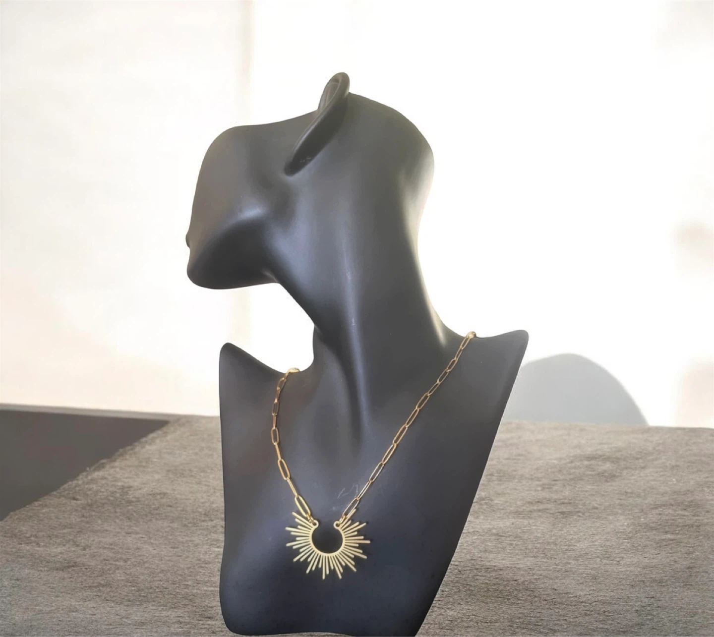 Gold Sunburst Pendant Necklace