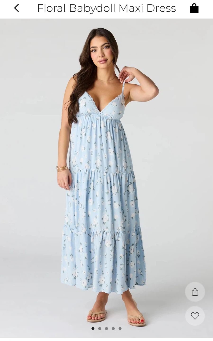 New Light Blue Floral Babydoll Maxi Dress - Size L
