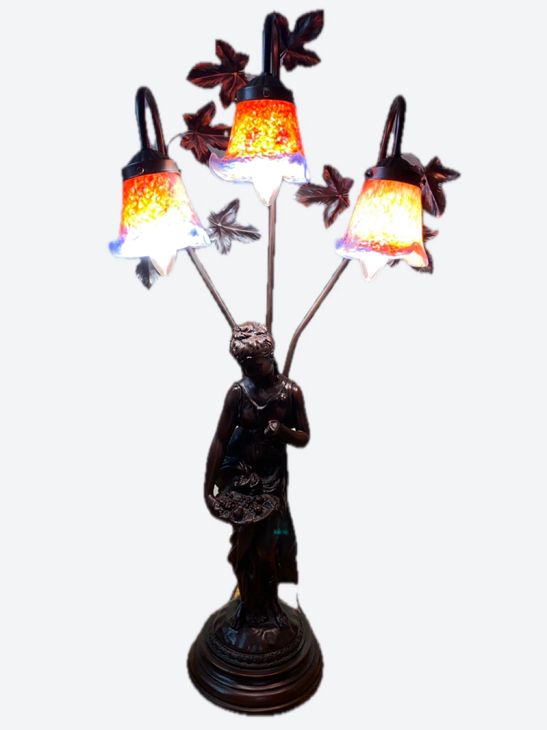 Vintage Art de France Figural Table Lamp with 3 Shades