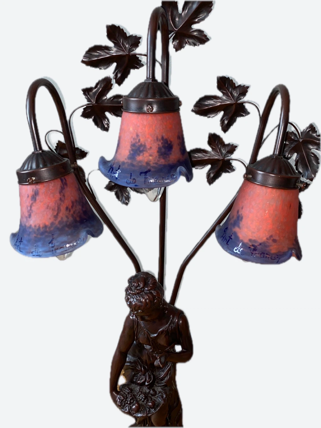 Vintage Art de France Figural Table Lamp with 3 Shades - photo 4