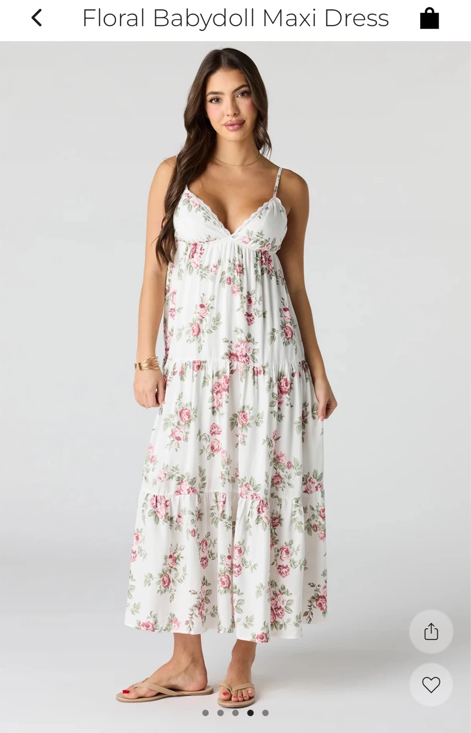 New White Floral Babydoll Maxi Dress