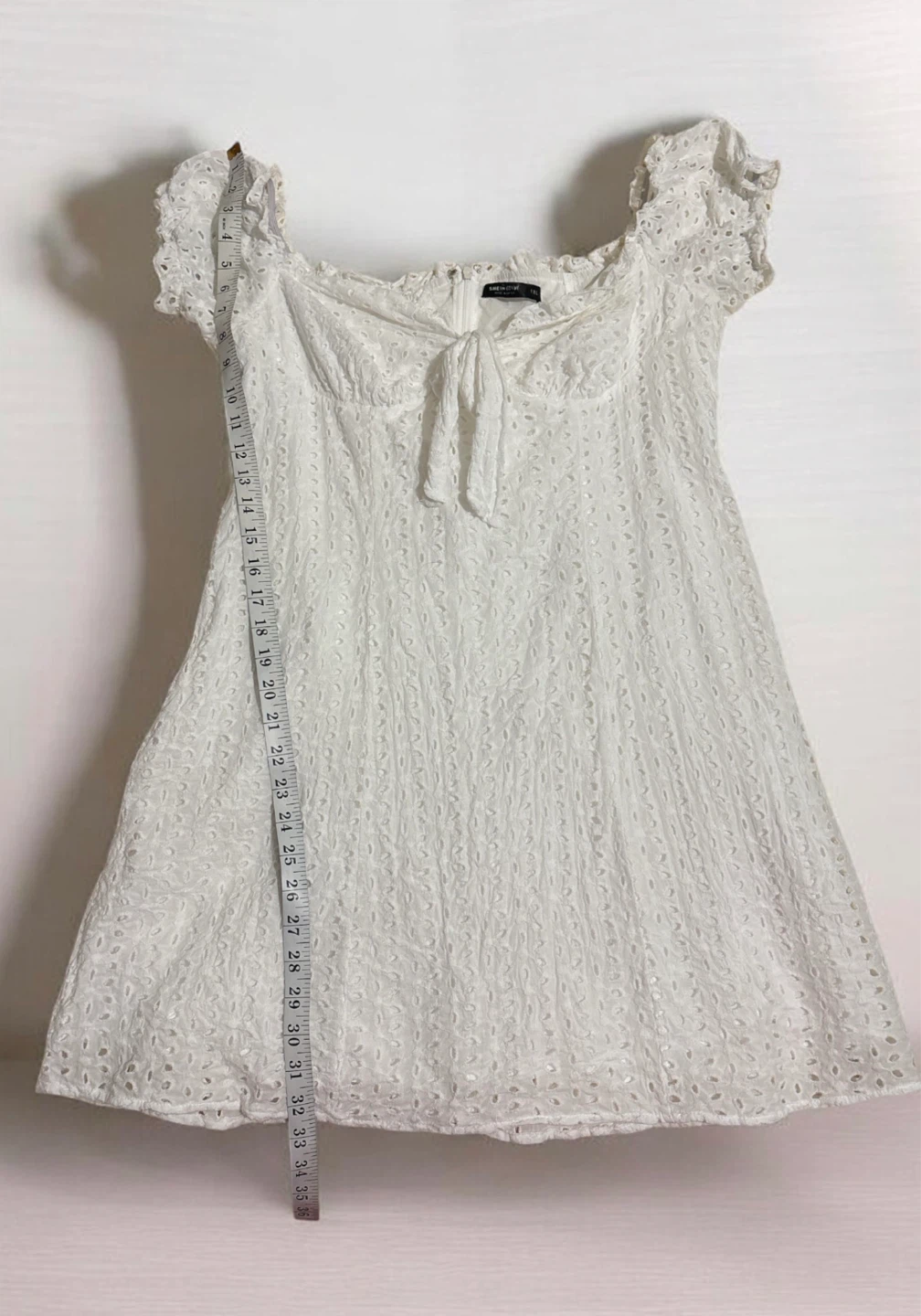 White Eyelet Puff Sleeve Dress - photo 2