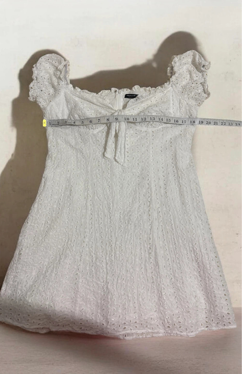 White Eyelet Puff Sleeve Dress - photo 3