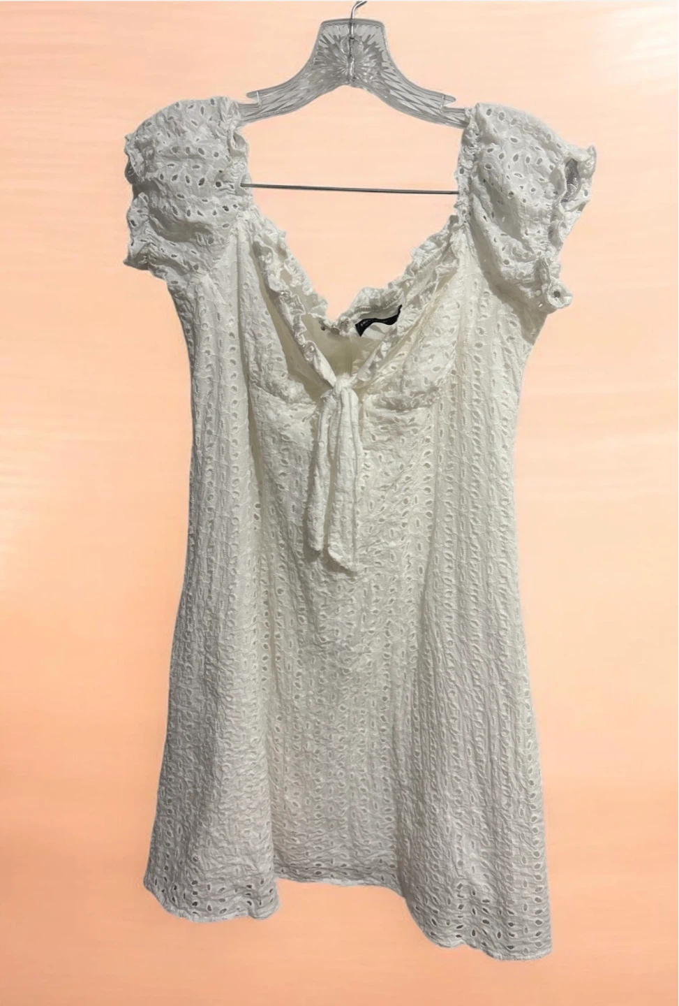 White Eyelet Puff Sleeve Dress