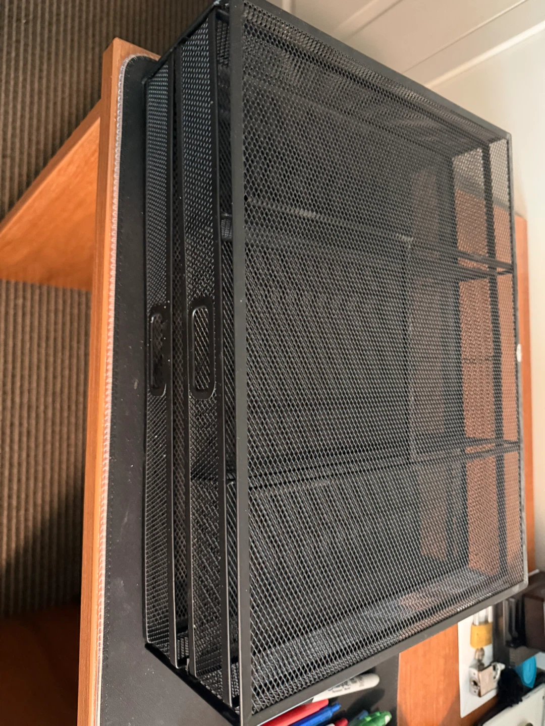 Black Mesh Desk Organizer with 2 Drawers - photo 2