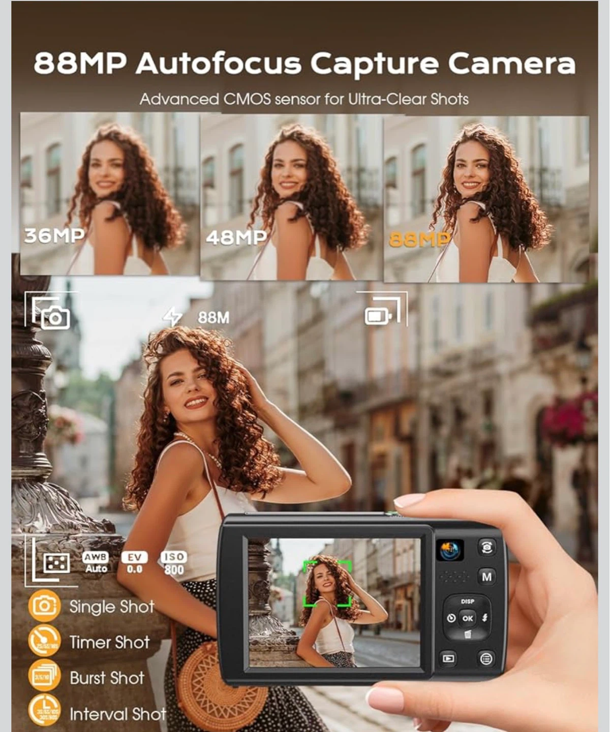88MP Autofocus Capture Camera with Built-in WiFi & 16x Zoom - photo 3