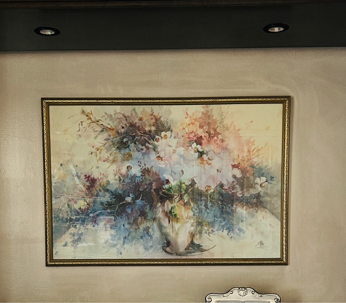 Framed Floral Watercolor Painting