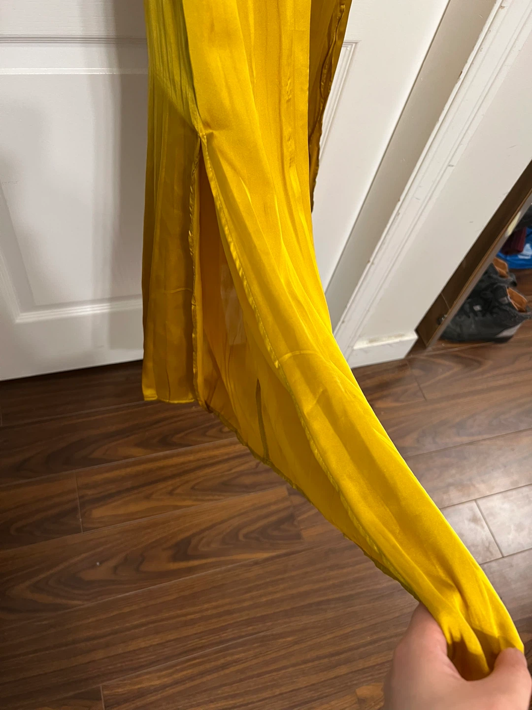 ⚽ ZARA Mustard Yellow Midi Dress with Tie Waist - photo 4