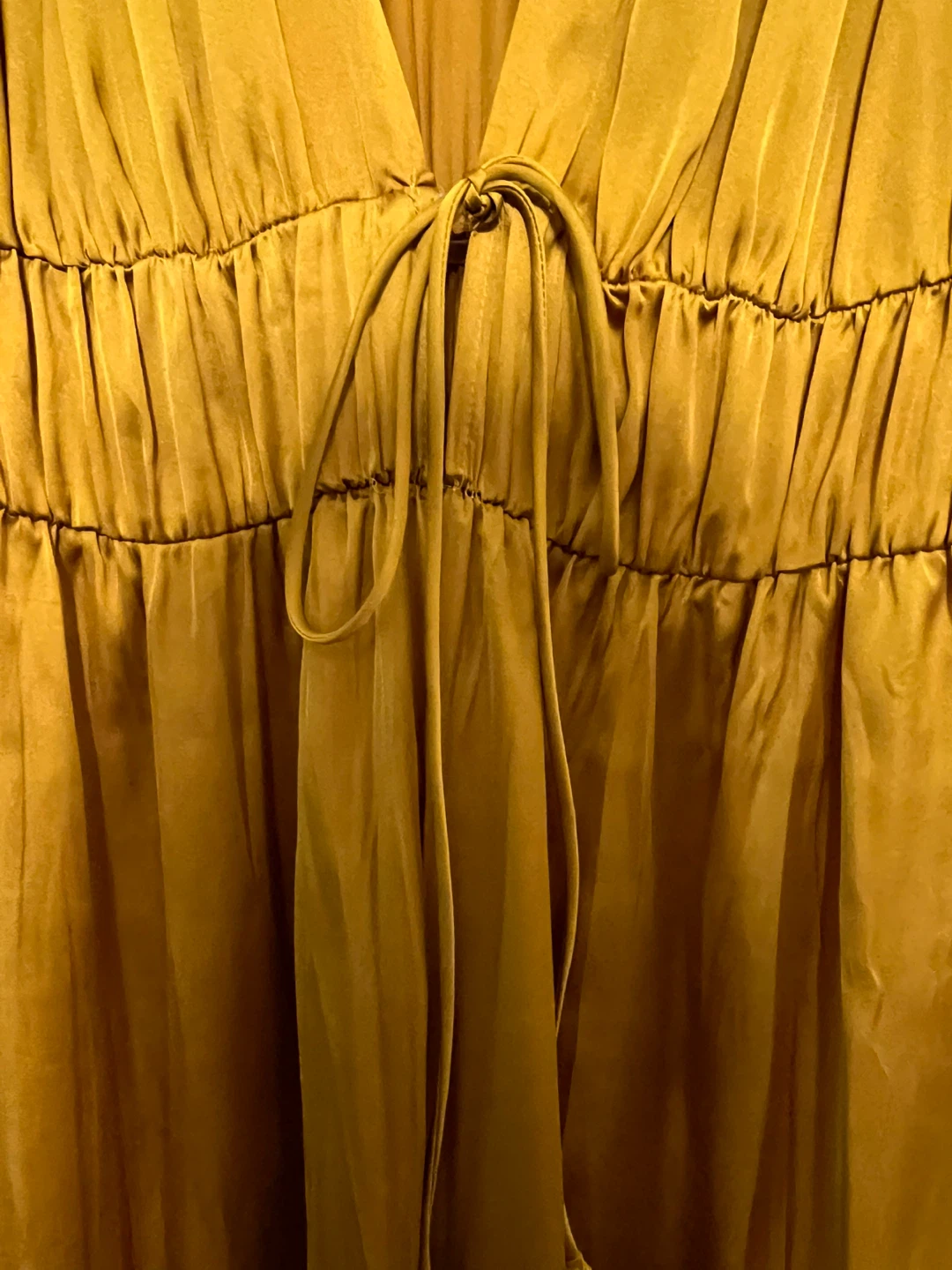 ⚽ ZARA Mustard Yellow Midi Dress with Tie Waist - photo 3