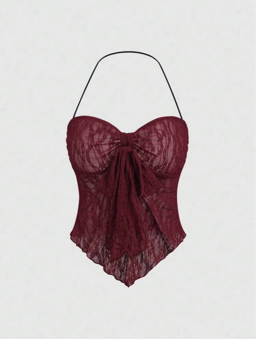 Maroon Lace Halter Top - photo 2