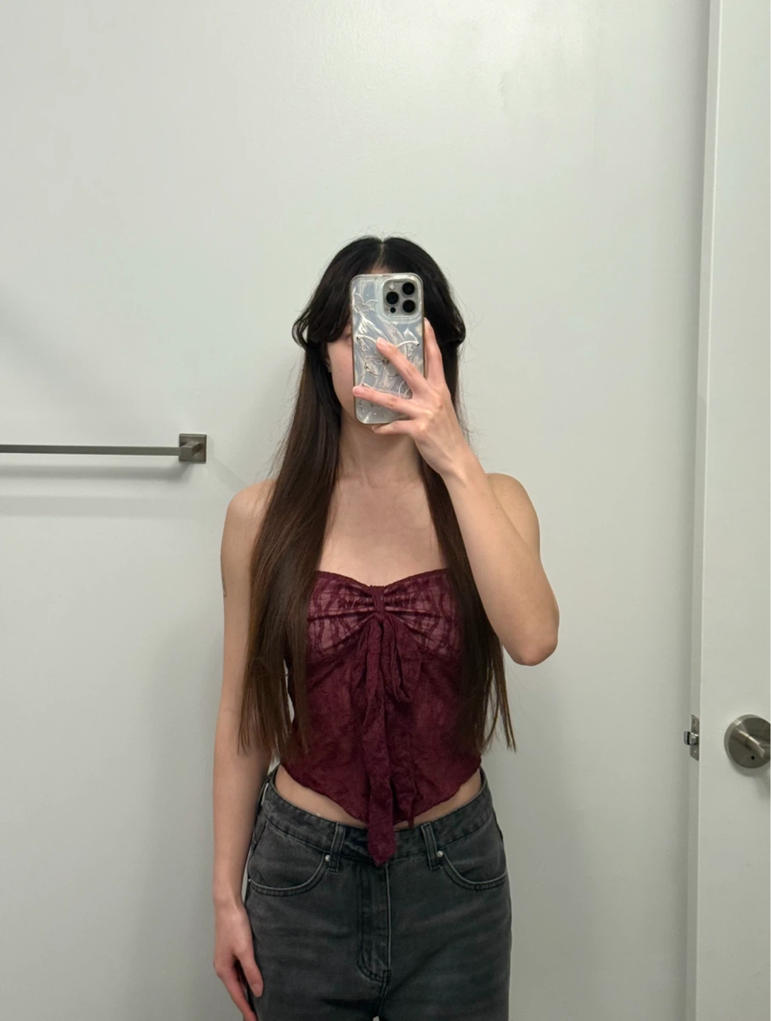 Maroon Lace Halter Top
