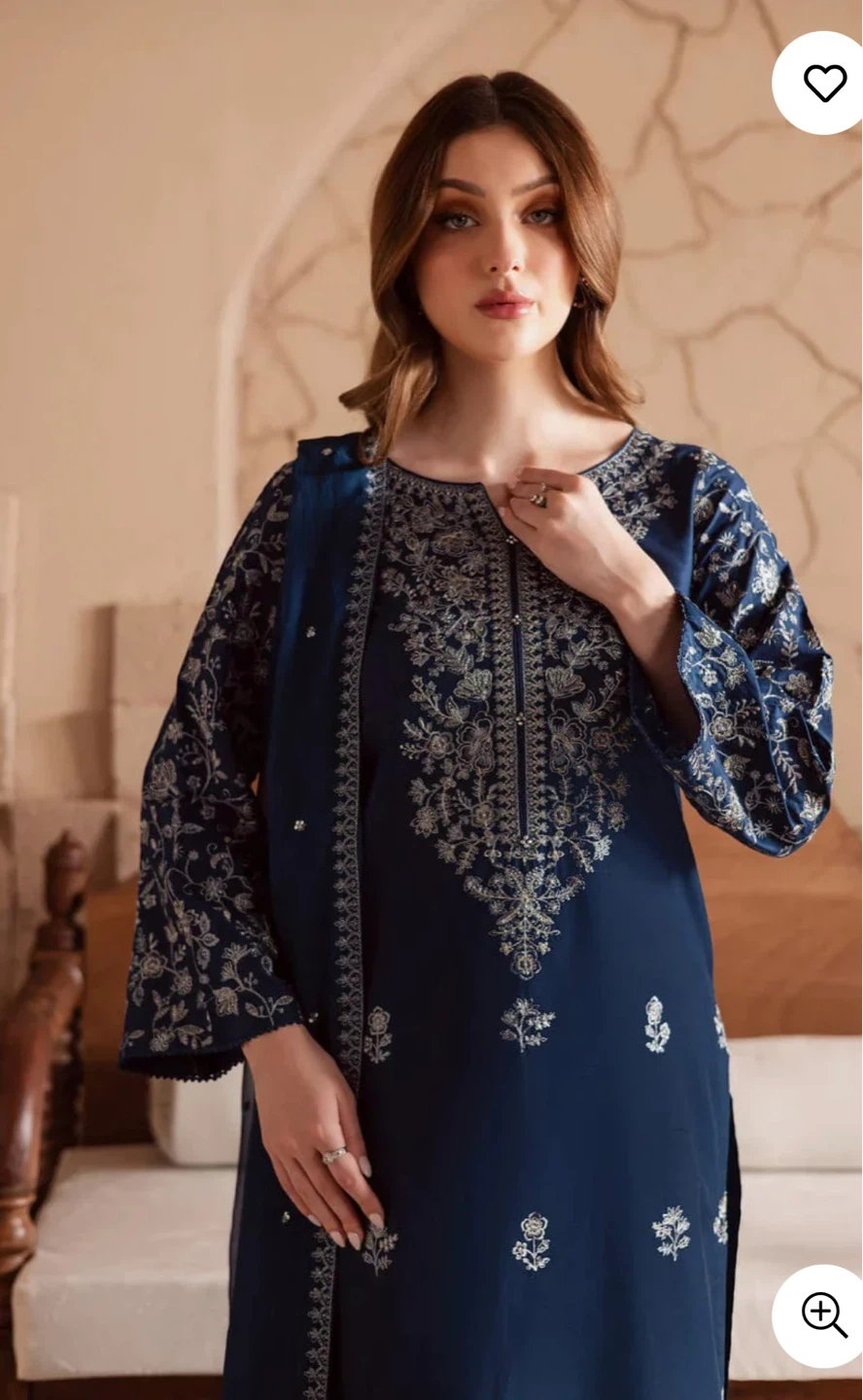 Women's Blue Embroidered 3-Piece Suit - photo 3