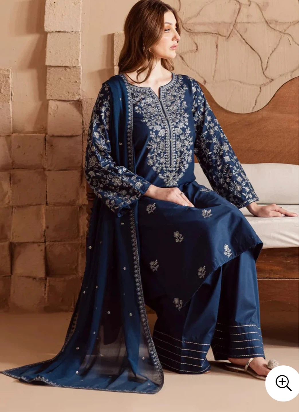 Women's Blue Embroidered 3-Piece Suit - photo 2