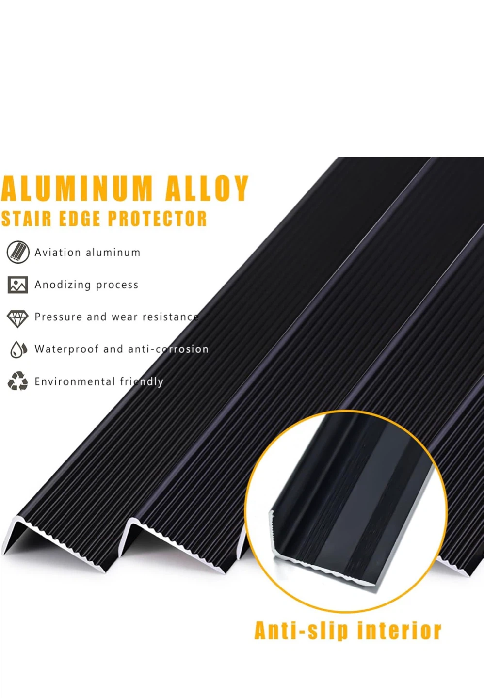Kajivue 10 Pcs Aluminum Stair Edge Protector - Black⚽️ - photo 5