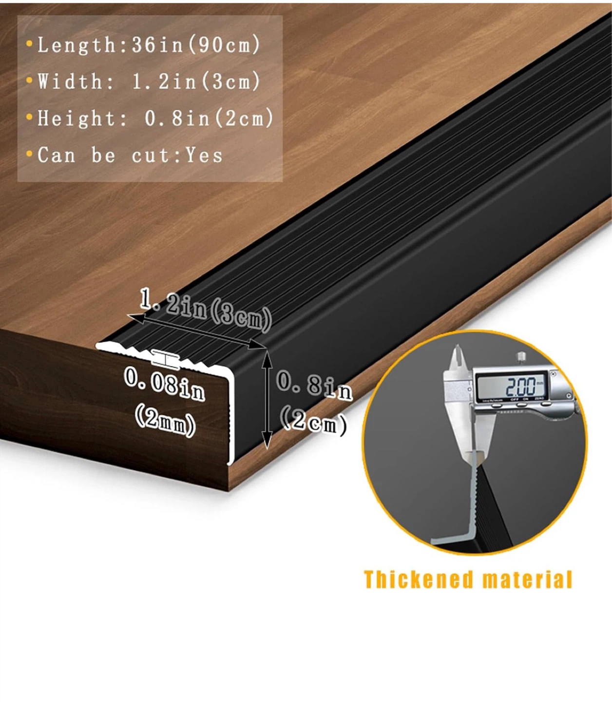 Kajivue 10 Pcs Aluminum Stair Edge Protector - Black⚽️ - photo 2
