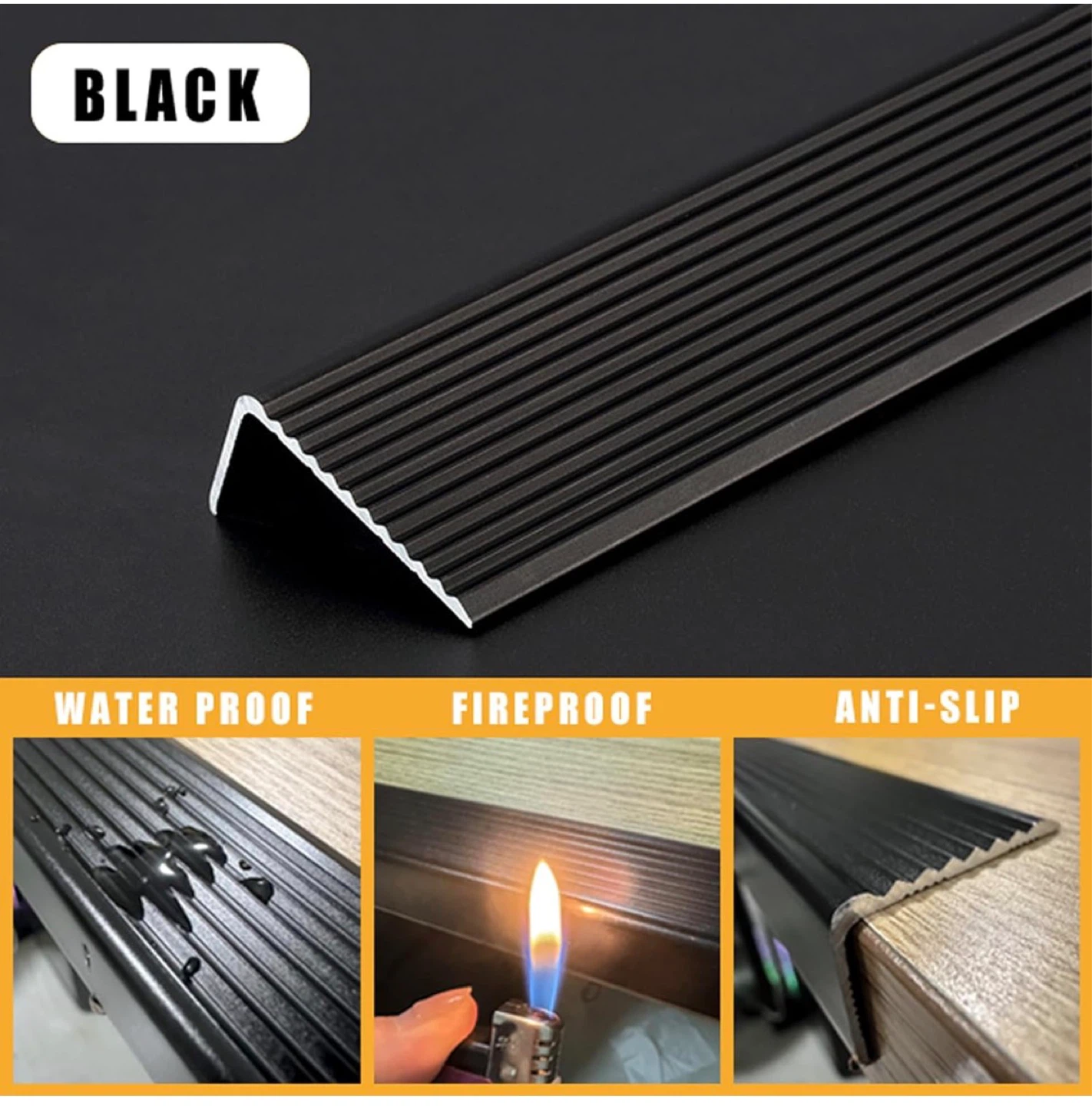 Kajivue 10 Pcs Aluminum Stair Edge Protector - Black⚽️ - photo 4