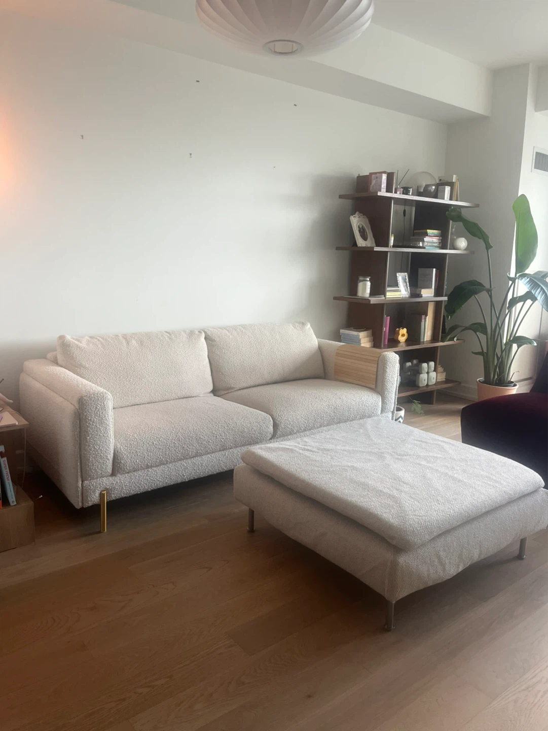 Cream Boucle Sofa with Ottoman