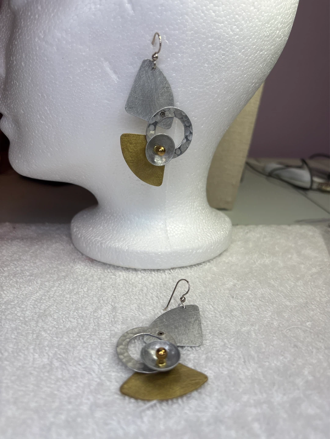 Designer Artistic Drift Avant Garde Metal Drop Earrings