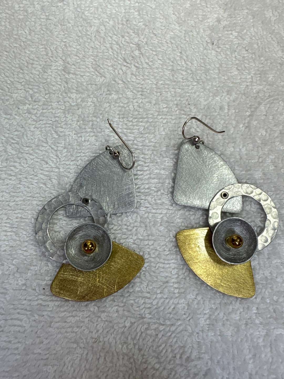 Designer Artistic Drift Avant Garde Metal Drop Earrings - photo 2
