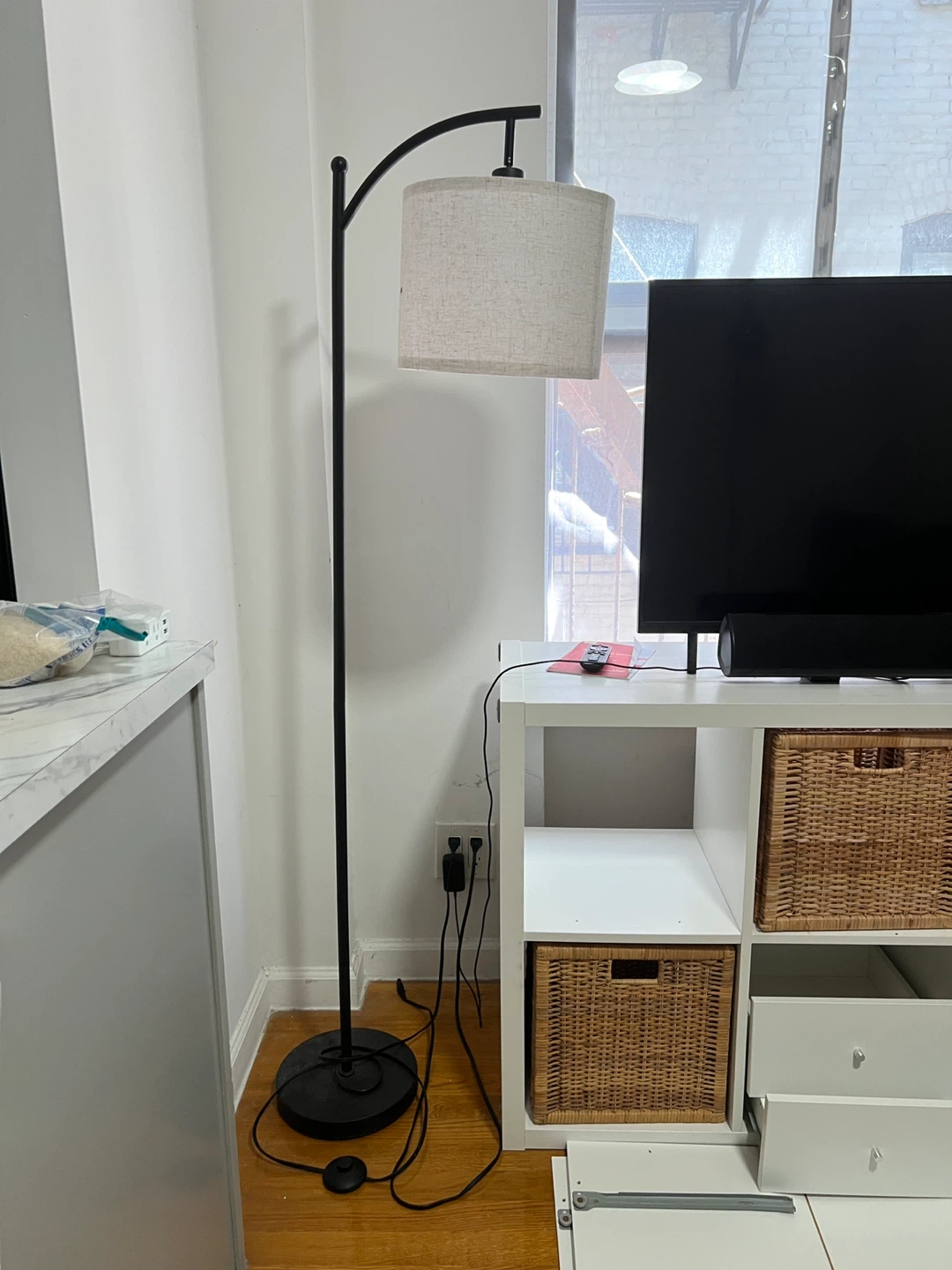 Arc Floor Lamp with Fabric Shade - photo 2