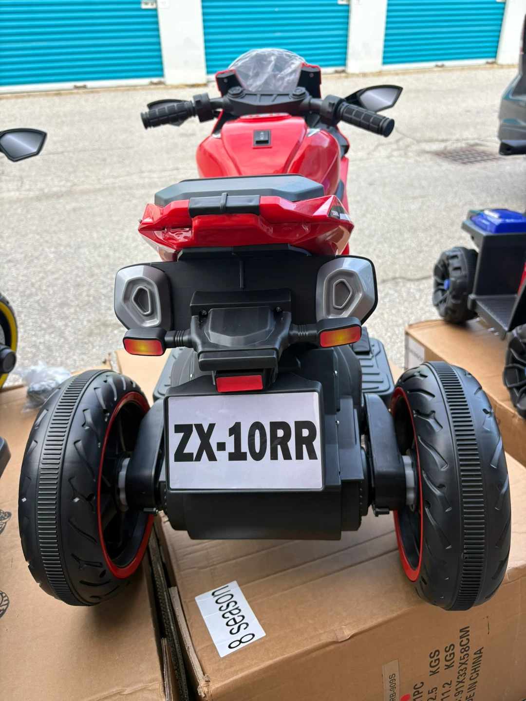 Kids Red ZX-10RR Electric Motorcycle Ride-On Toy steering at 90 - photo 5