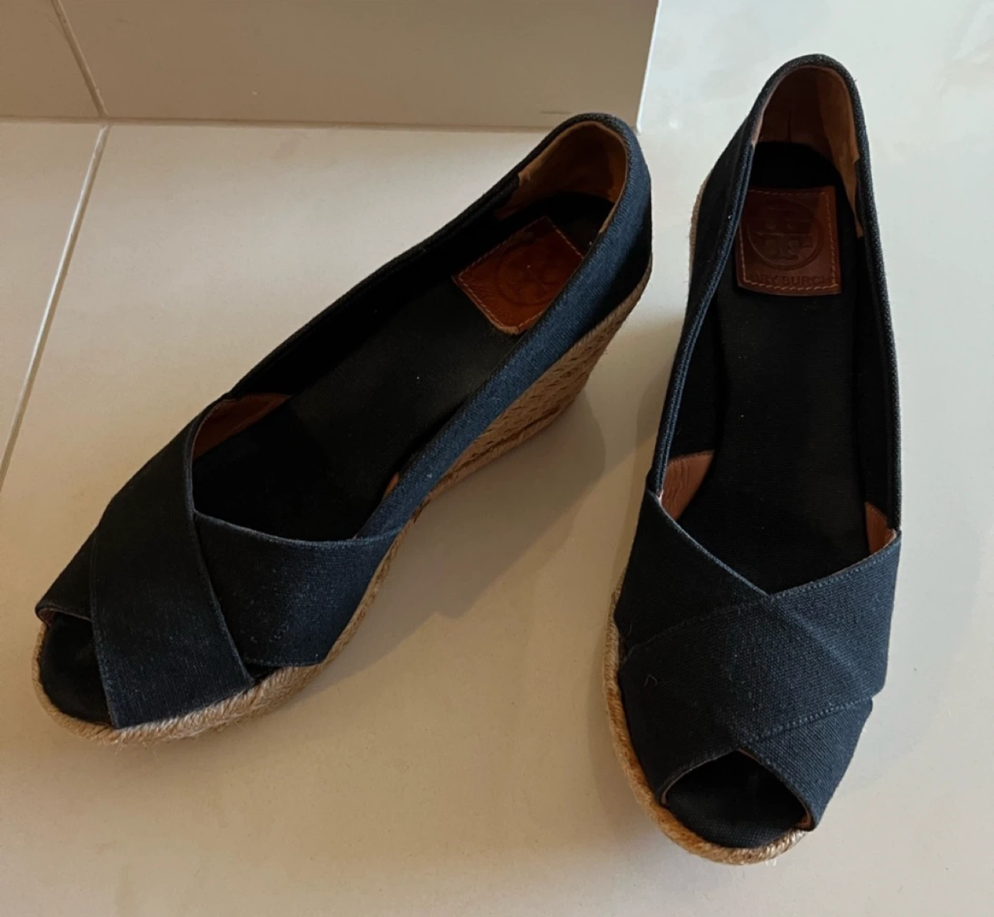 Tory Burch Black Canvas Wedge Espadrilles - photo 2